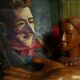 Painting portrait of a Dandy with oil on wood