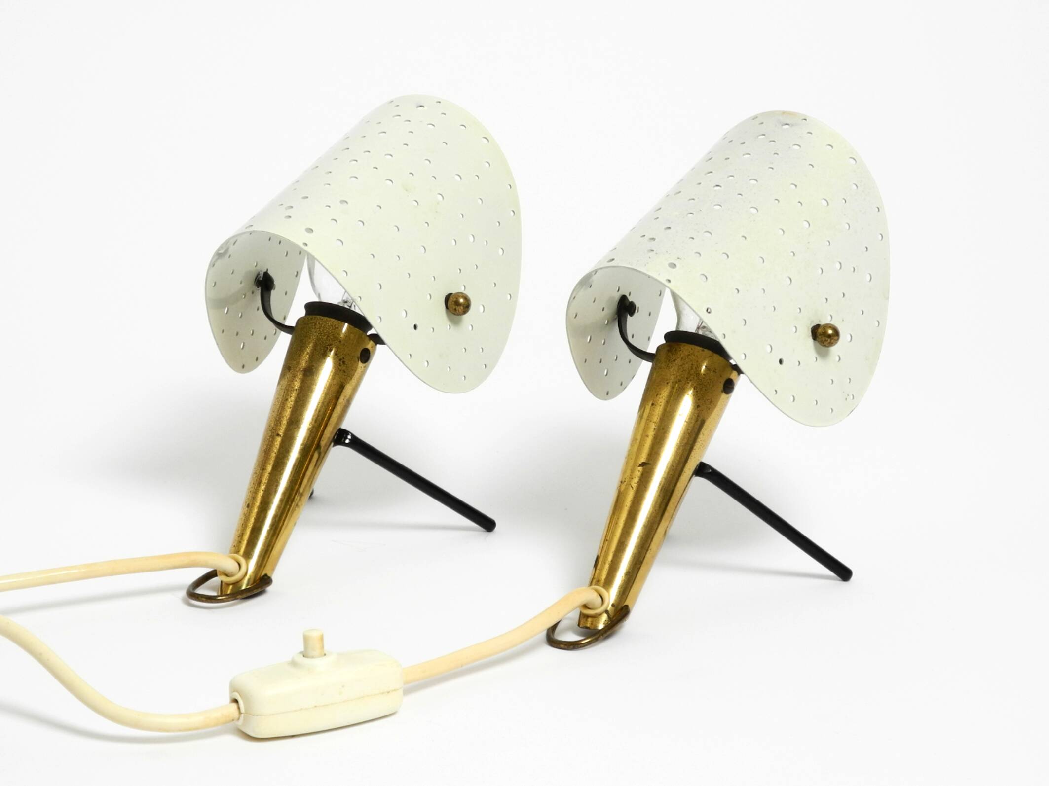 Pair of Mid Century Modern metal brass table and wall lamps by Ernest Igl