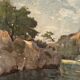 Old oil painting on canvas landscape signed Mouthon 19th century