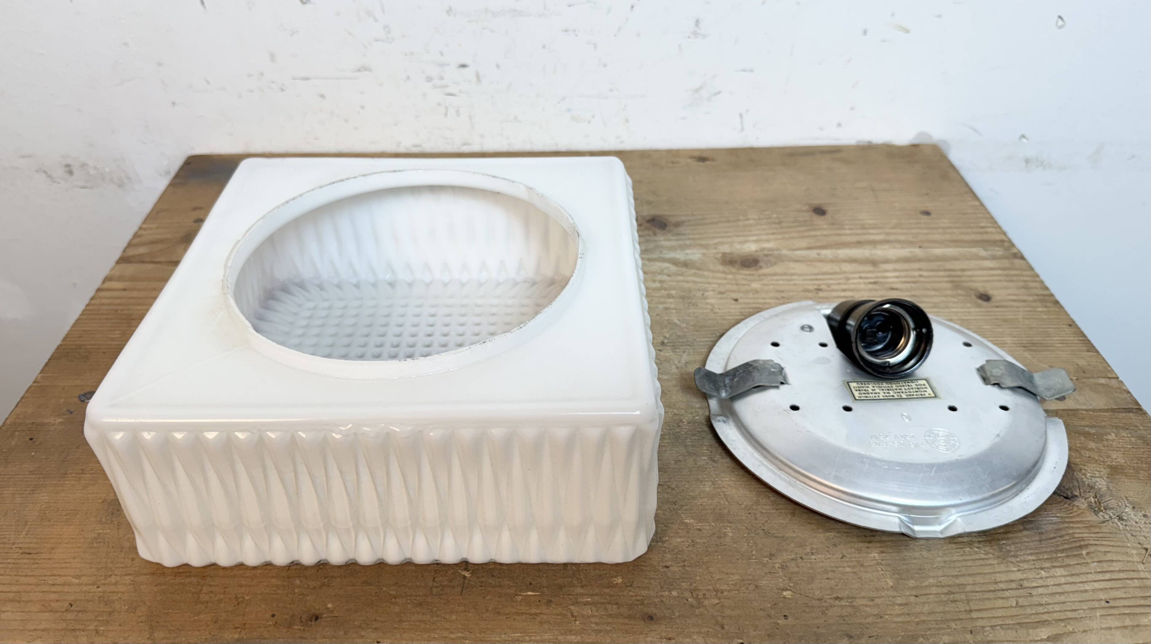 Vintage Wall Or Ceiling Light with Milk Glass, 1970s