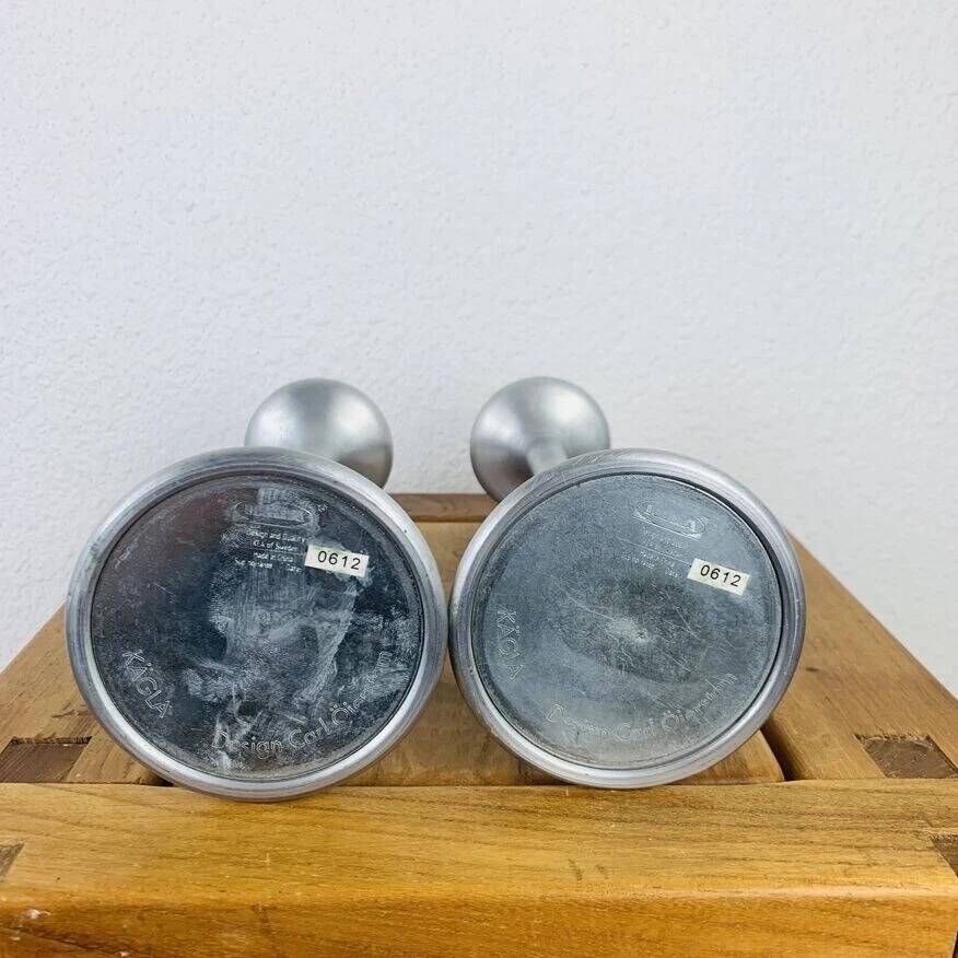 Pair of aluminium candle holders Kagla by Carl Ojerstam for Ikea