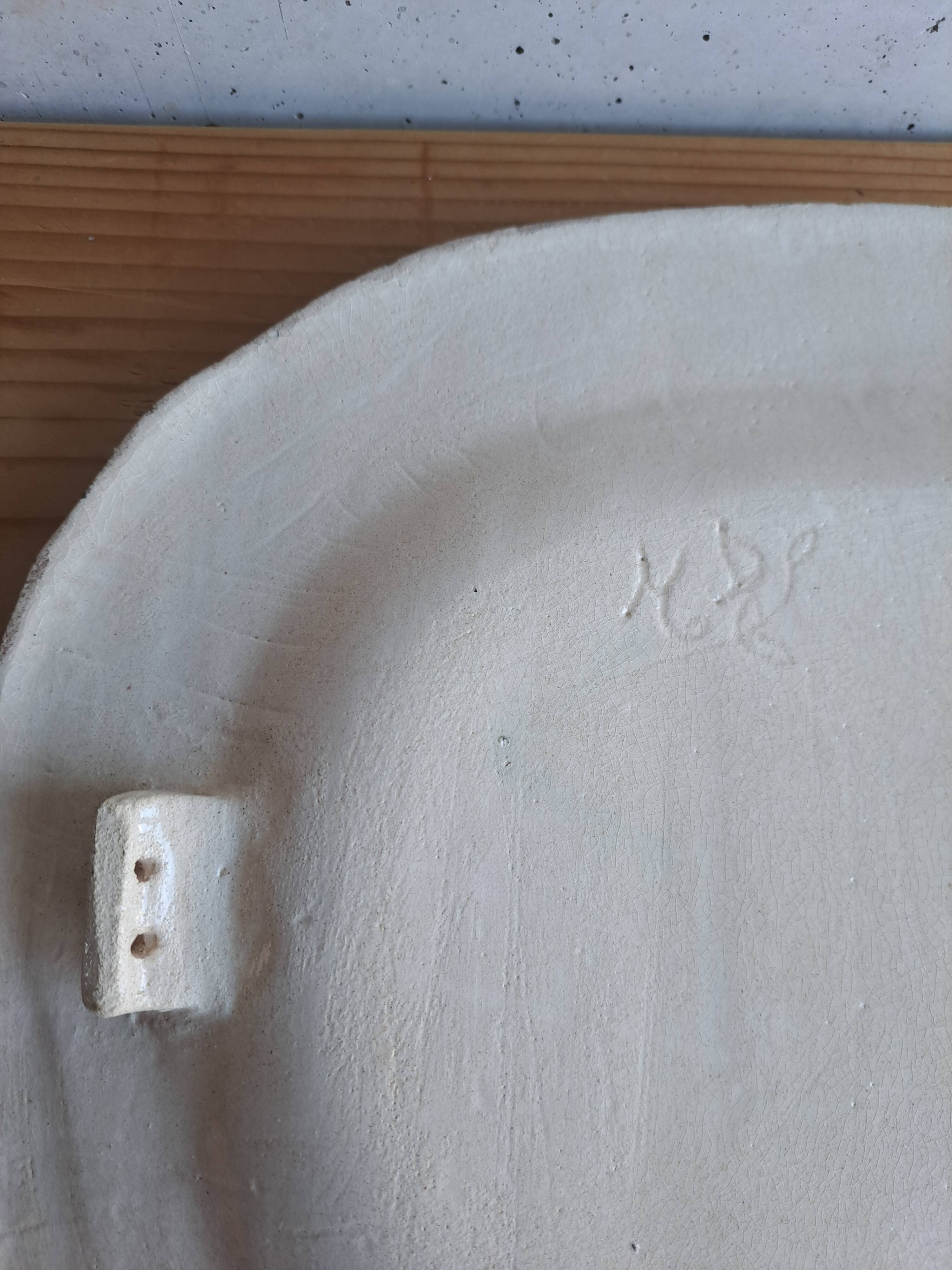 Handmade ceramic bird dish signed