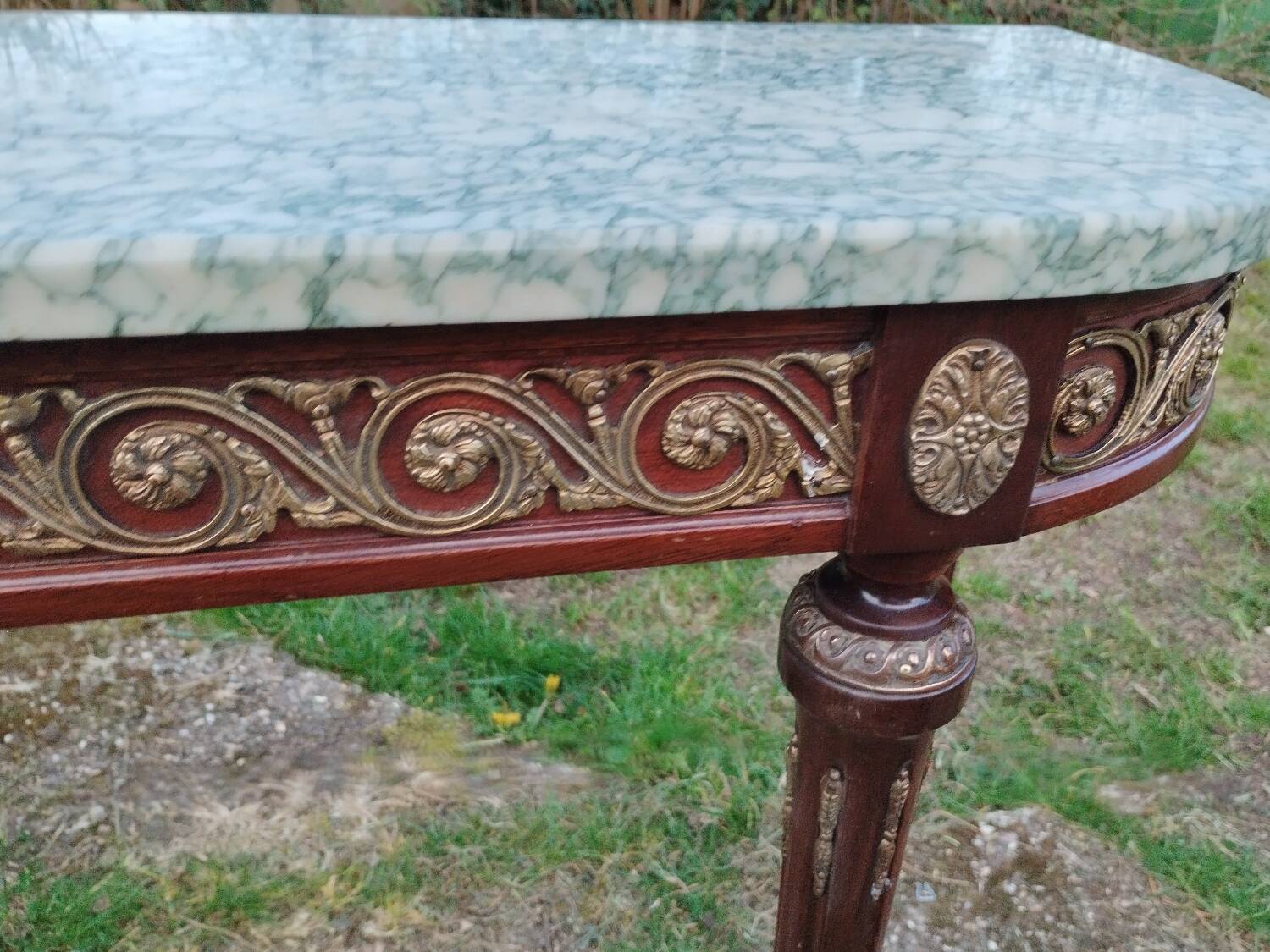 Console ancienne style louis xvi avec plateau marbre