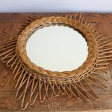 Old rattan star witch mirror vintage design 50s 60s