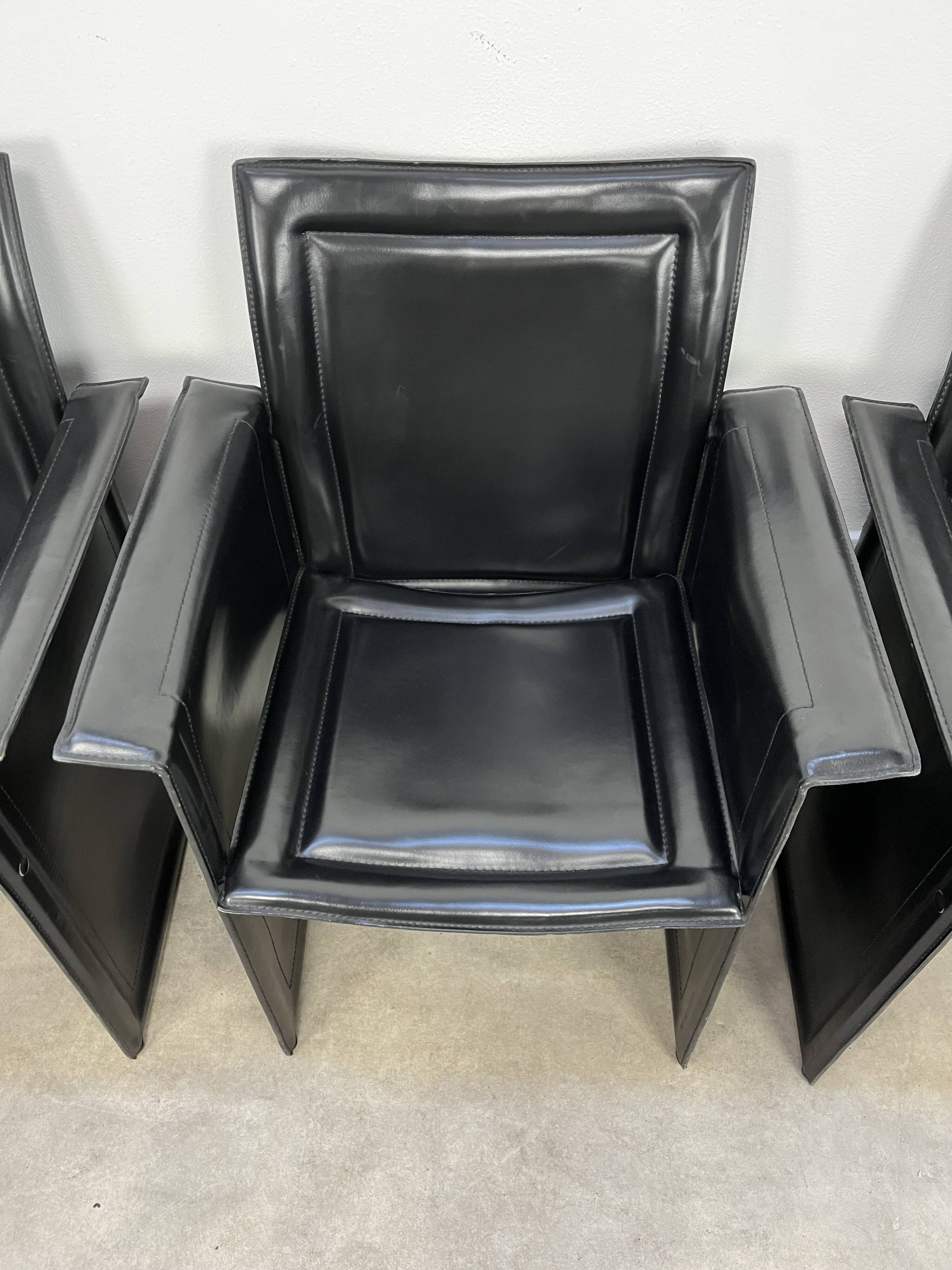 8 style Korium leather chairs in the style of Matteo Grassi