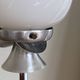 Table lamp in white opaline glass and chrome metal base vintage bedside side LAMP-7145