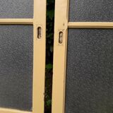 Pair of antique translucent glass sliding doors