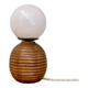 Lampe vintage opaline blanche et bois
