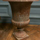 Pair of cast iron garden vases of Medici shape foot shower early twentieth century