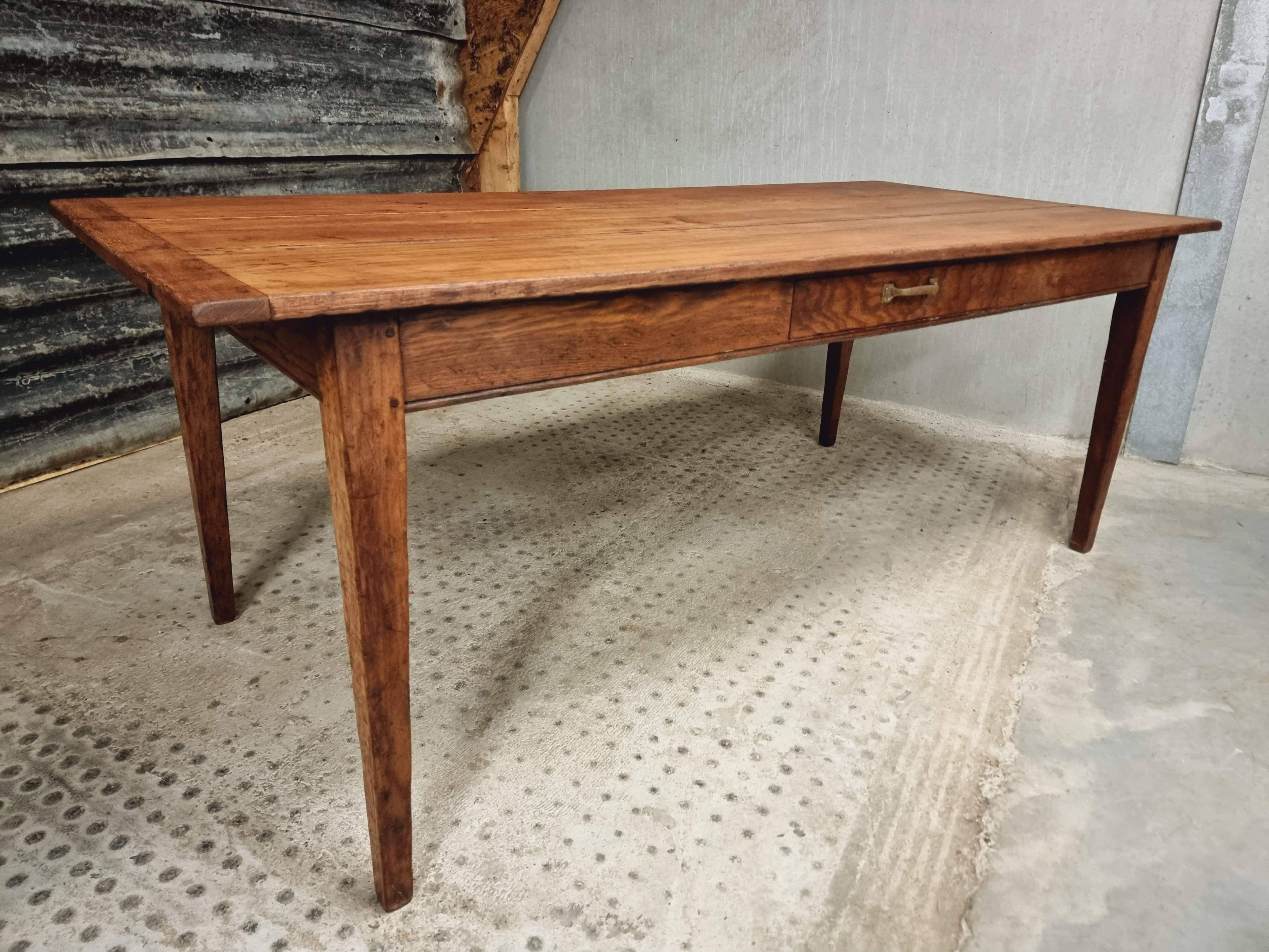 Antique dining table, rural oak table 90 x 200 cm