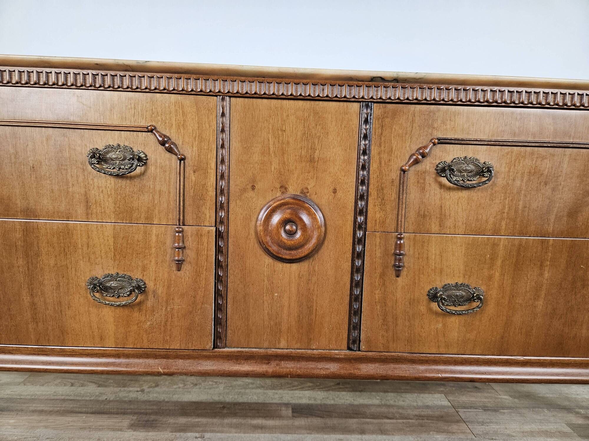 1980s chest of drawers with marble top and four drawers