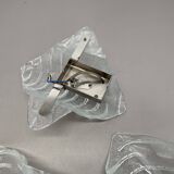 Set of 3 Murano Ice Glass Wall Lights/Sconces by FISCHER Leuchten, Germany, 1970