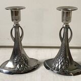 Pair of Art Nouveau candlesticks in silver metal WMF N°325