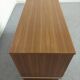 Low chest of drawers with 3 drawers in mahogany and white satin, France circa 1980.