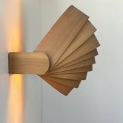 Vintage pine slat wall lamp, Translandia, Netherlands, 1960s
