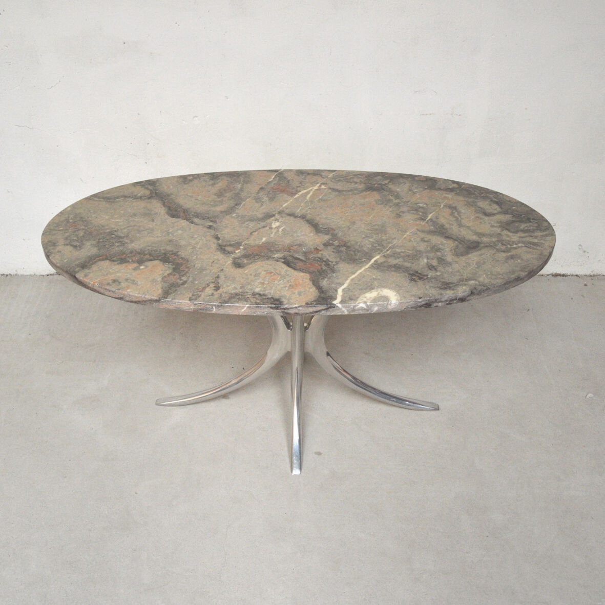 Chrome and marble table, Italy 1970