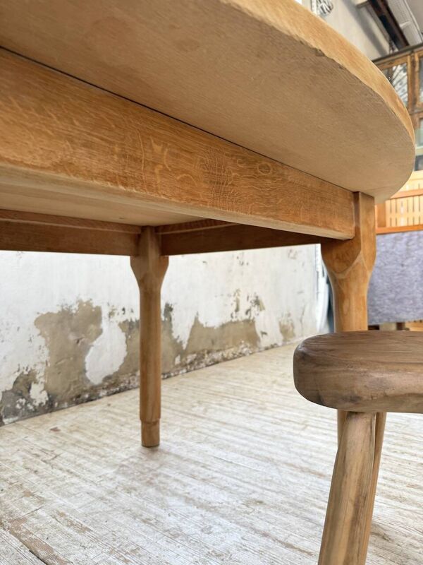 Table de ferme ovale en chêne, 1960