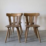 Série de 4 chaises de montagne en bois brut