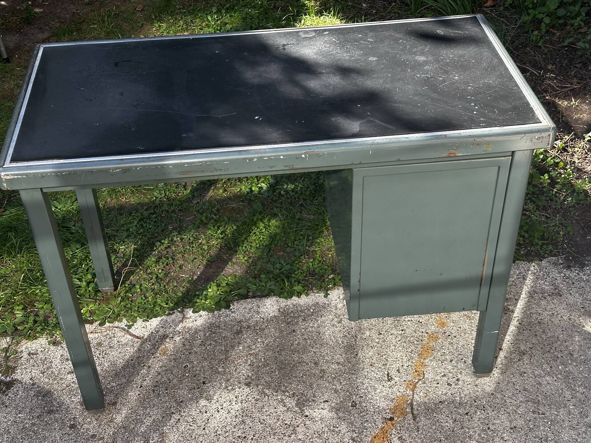 Vintage green metal industrial desk – 1950s