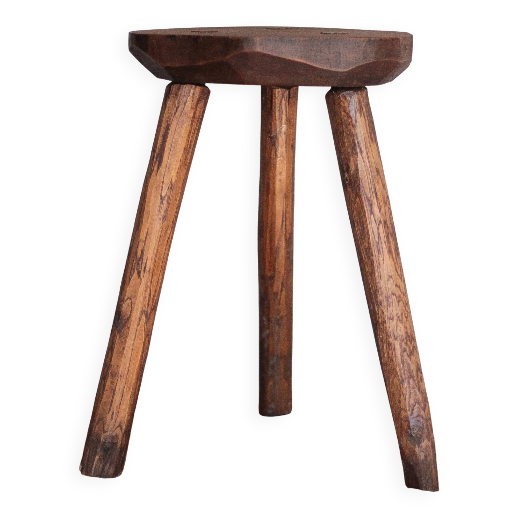 Vintage stool, wooden stool, tripod stool, brutalist, plant holder