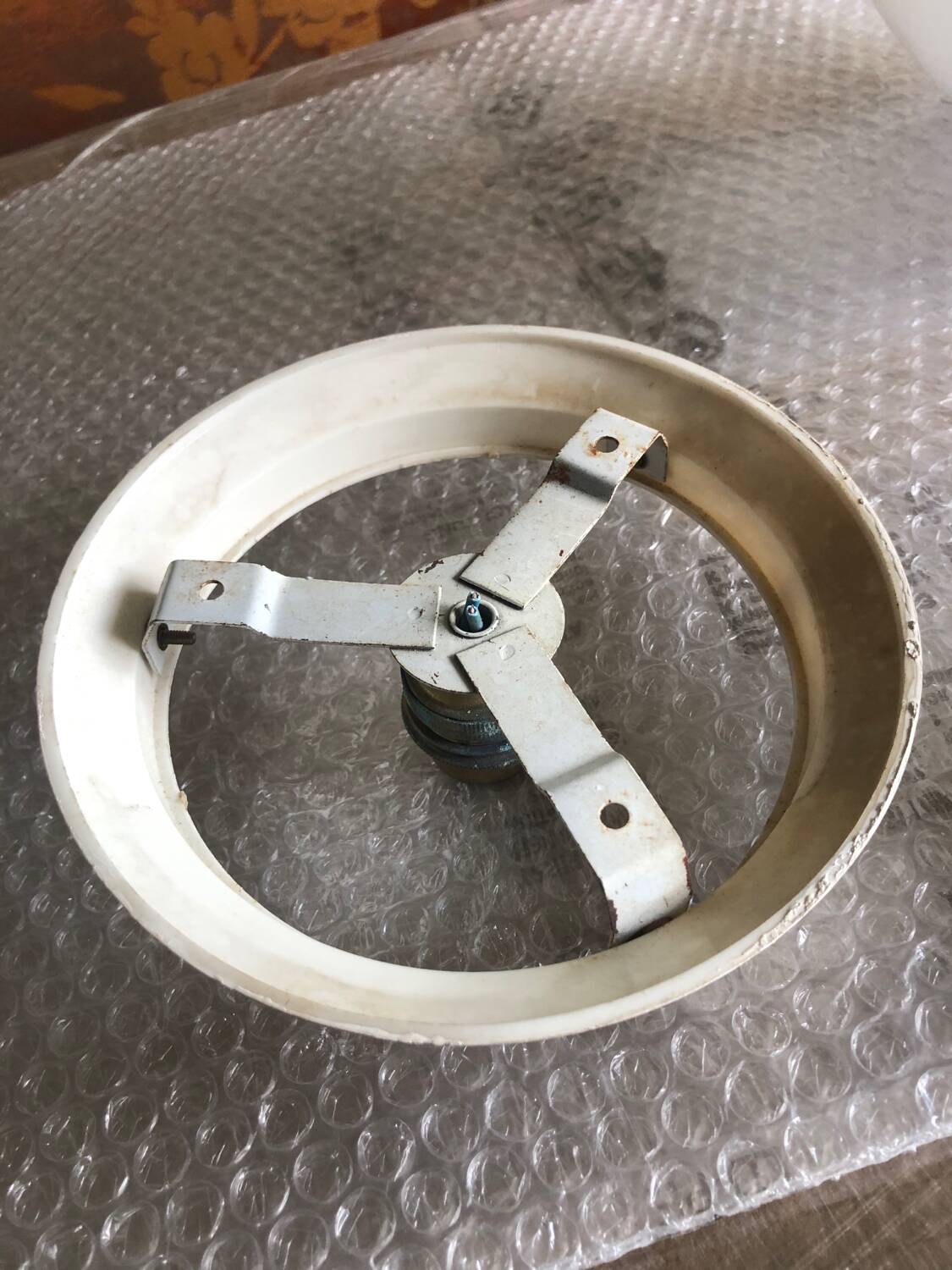 Opaline ball ceiling light.