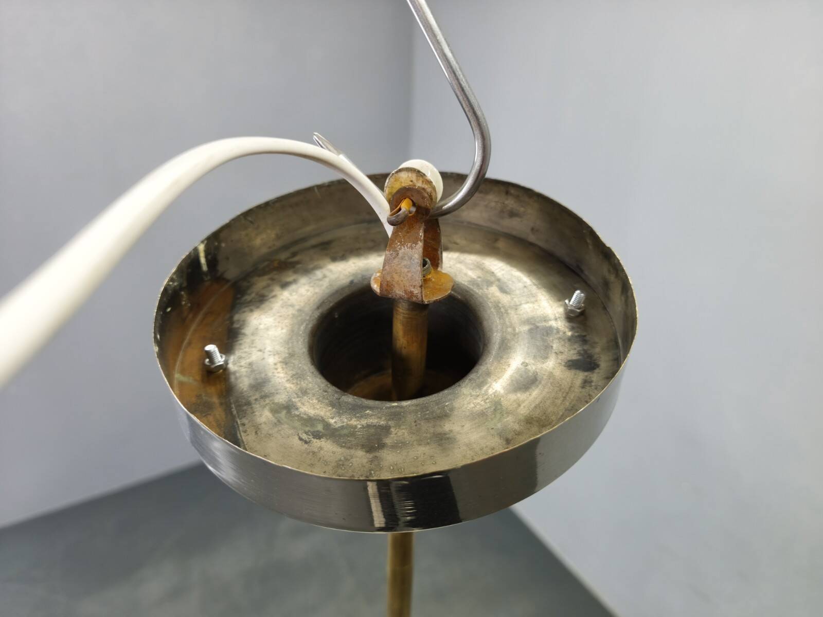 Art Deco Pendant Light with Opaline Glass Shade, Czechoslovakia 1930s