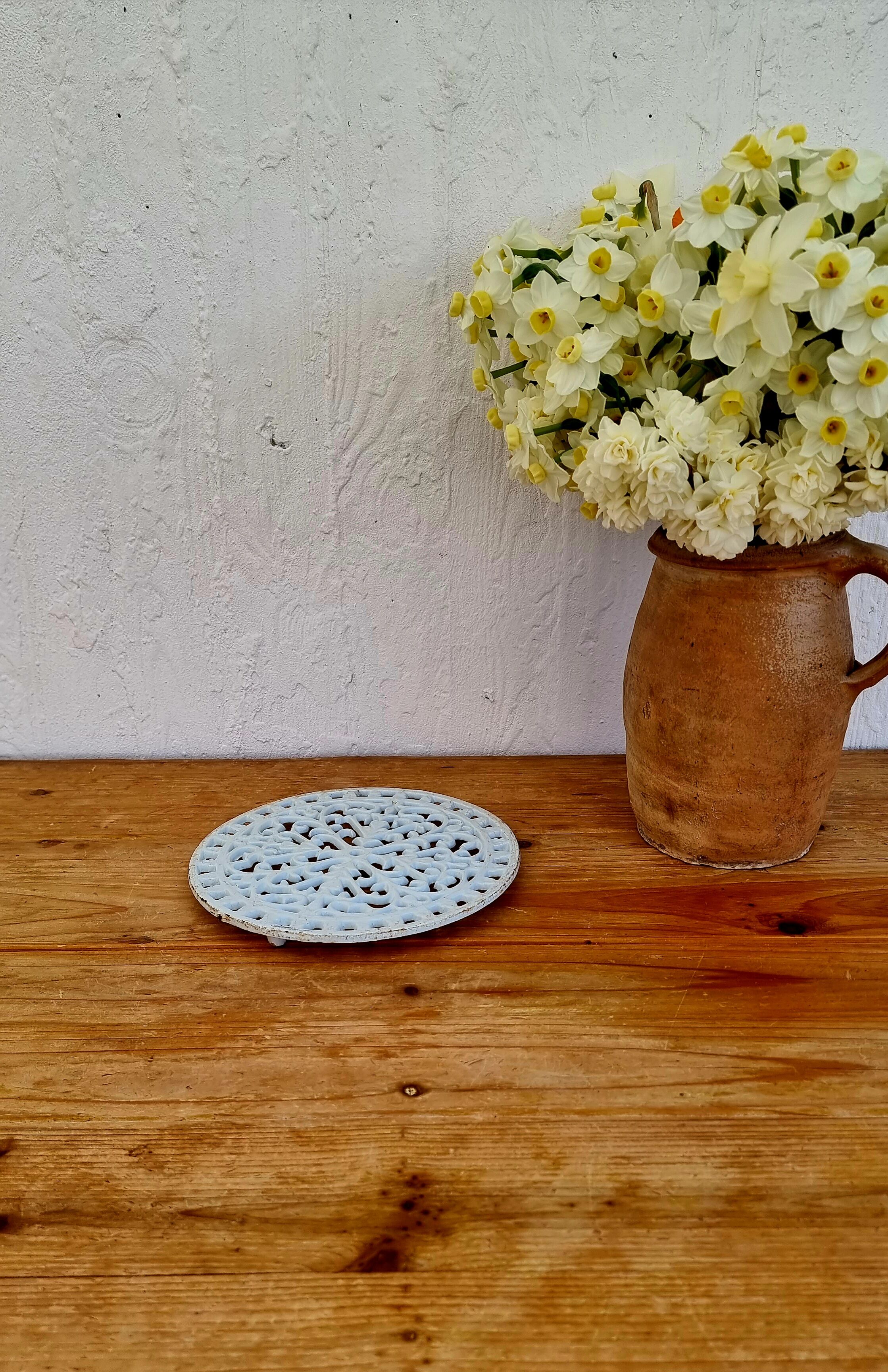 Sky blue cast iron trifle