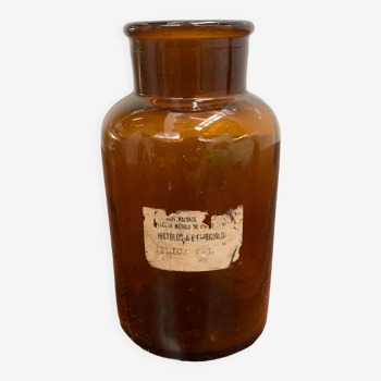 Large old amber laboratory bottle