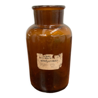 Large old amber laboratory bottle