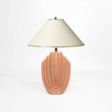 1980s salmon pink ceramic table lamp art deco pastel midcentury golden girls