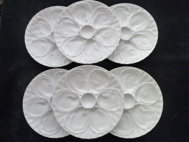 Set of 6 oyster plates in Pillivuyt porcelain