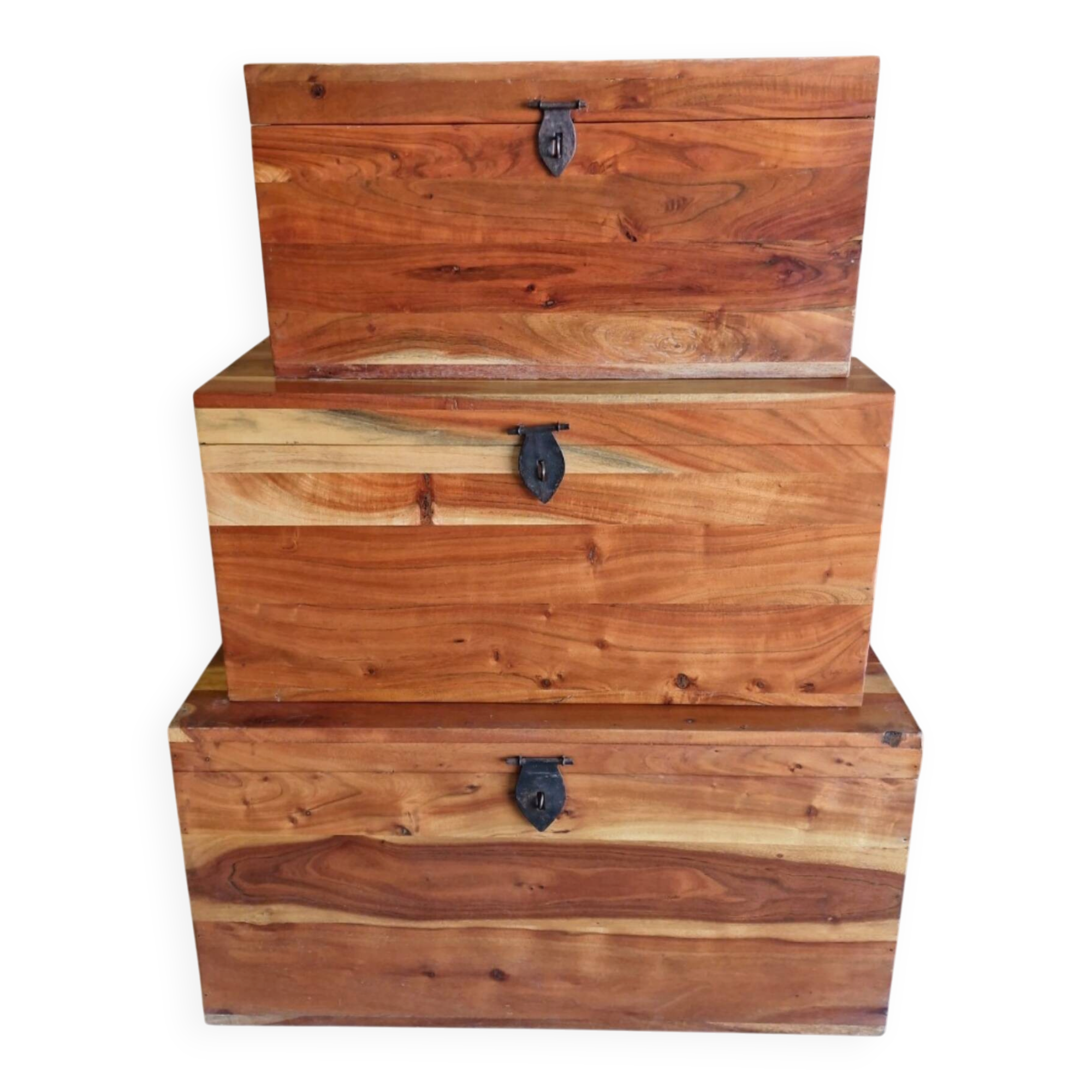 3 nesting chests in solid acacia