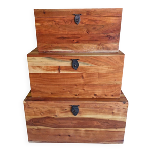 3 coffres gigognes en - acacia