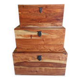 3 nesting chests in solid acacia