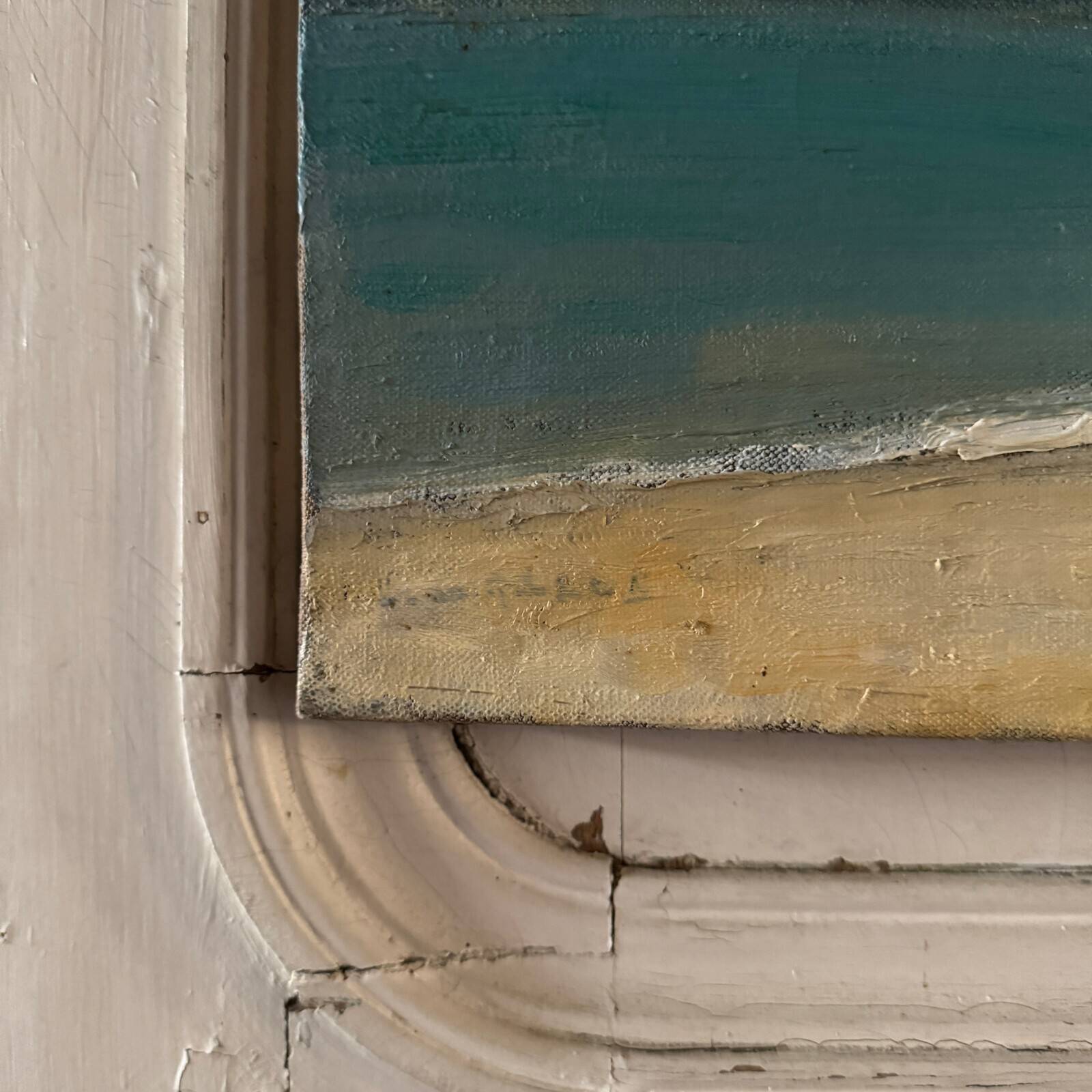 Oil on canvas 20th century beach and fishing boats by G. Carlos