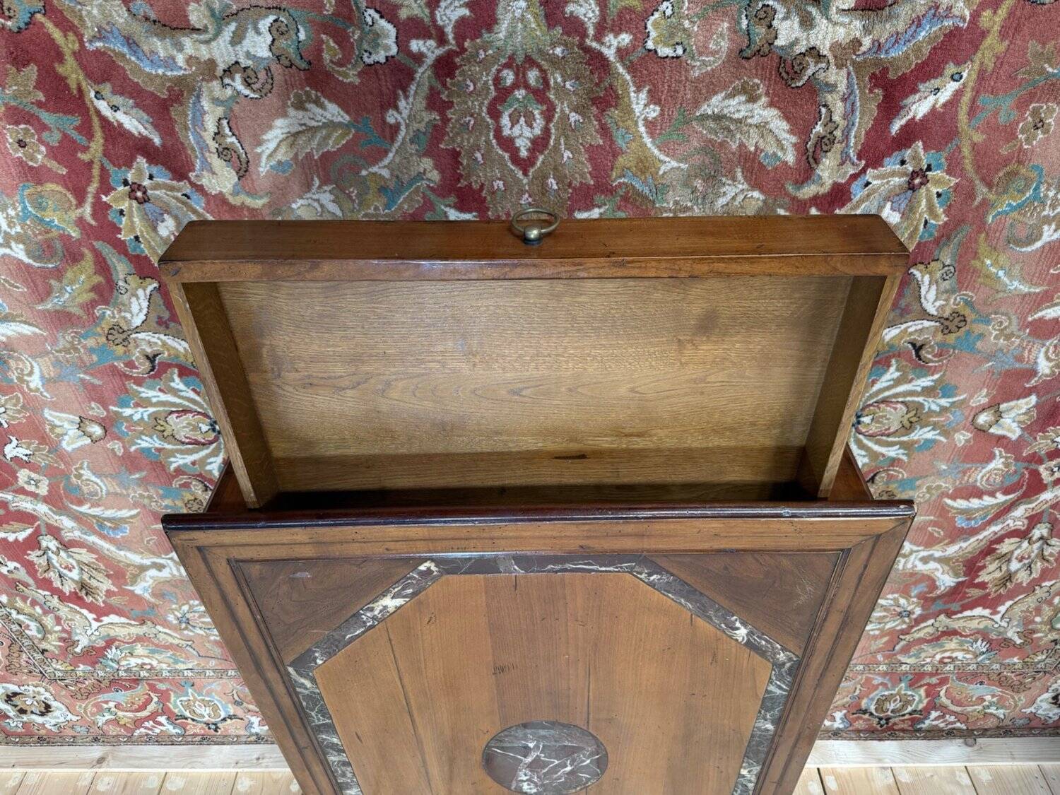 Coffee table – French classic style – Cherry, oak, marble