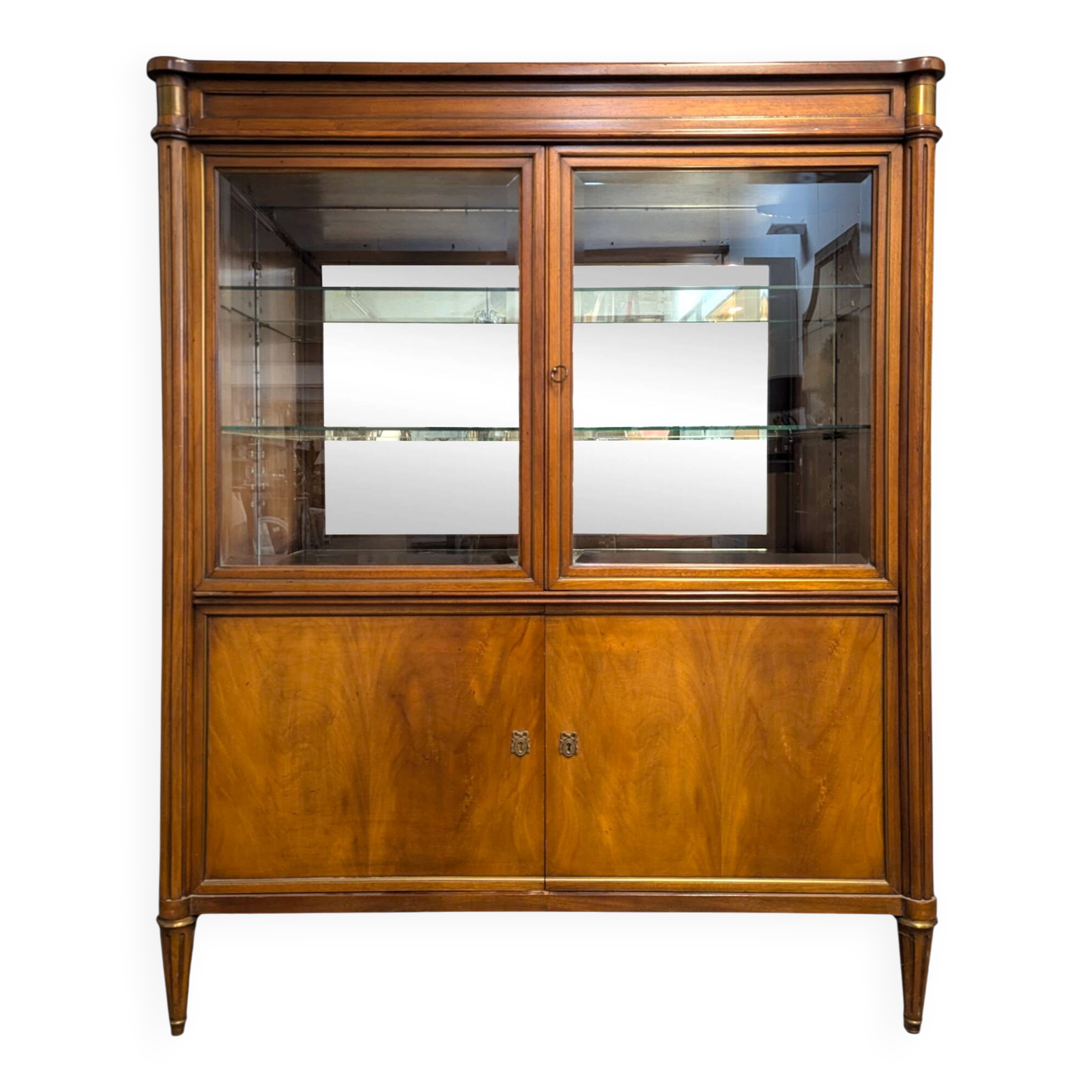 Louis XVI style cherry wood display case