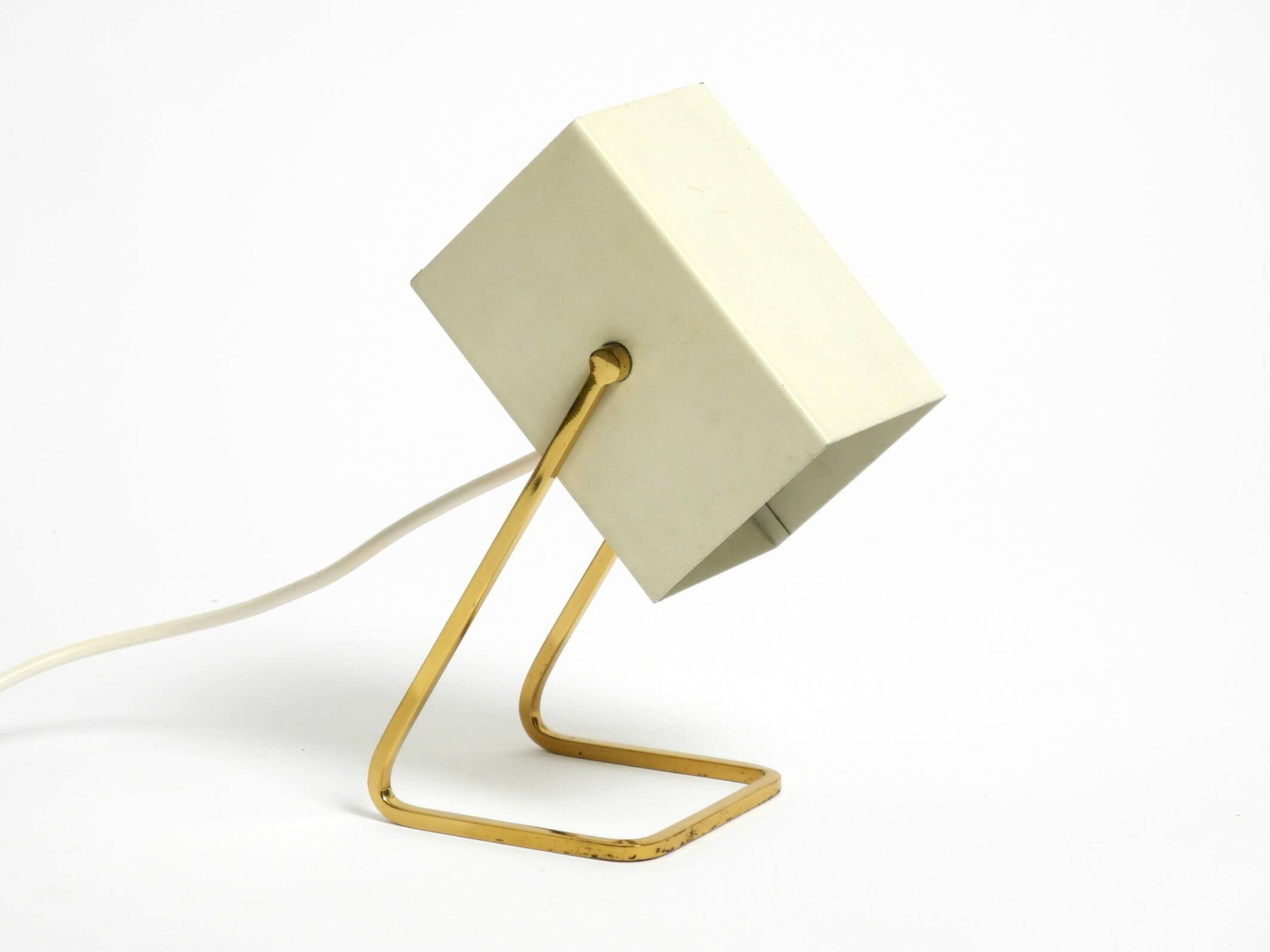 Great Mid Century metal bedside lamp with brass base by Kaiser Leuchten