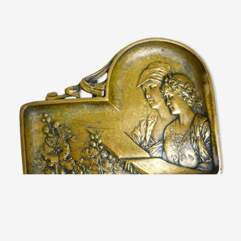 Bas relief, vide poche, plateau d'art, bronze patiné, art nouveau