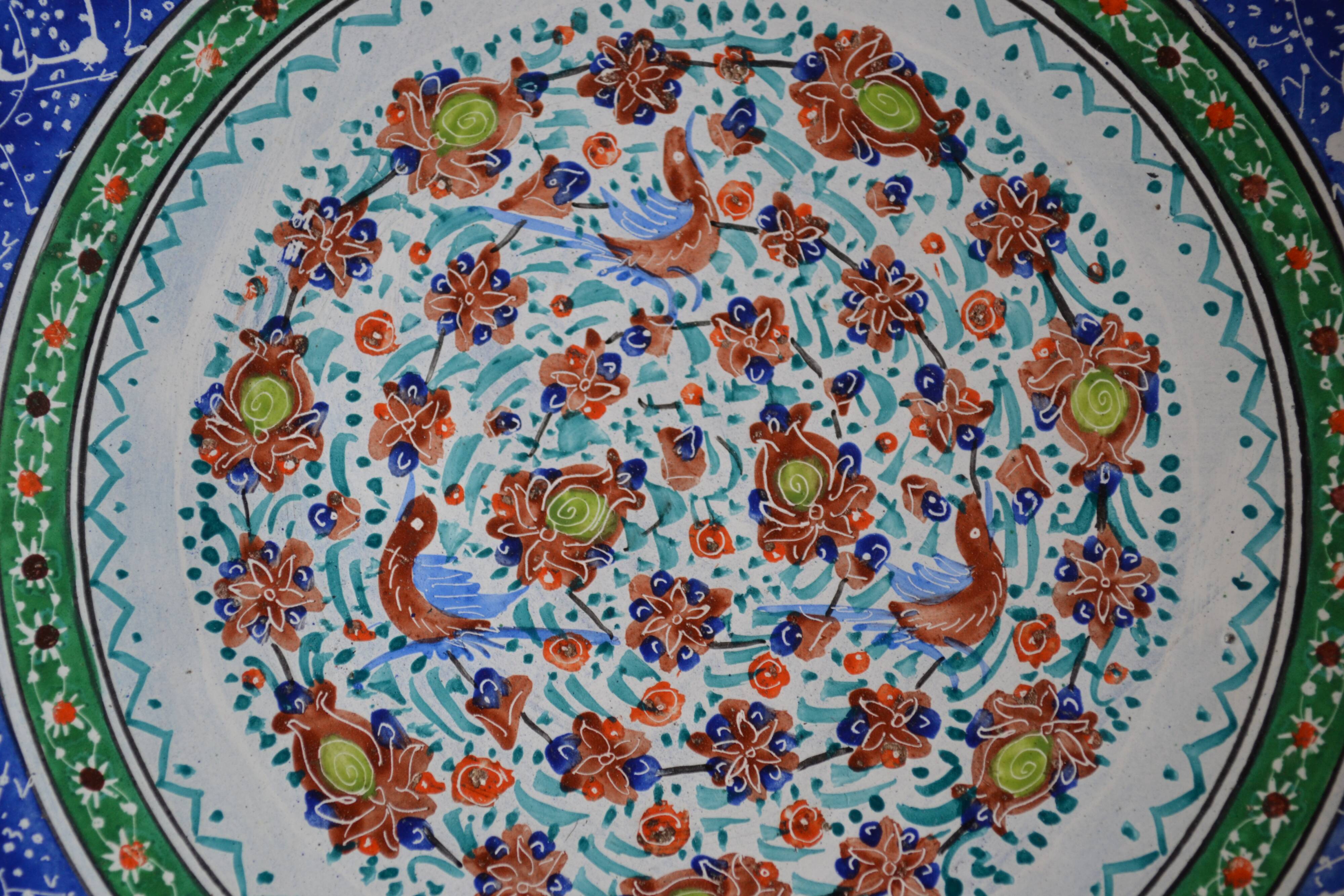 Islamic art enamel metal dish