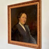 Portrait of a woman, oil painting on canvas with wooden molded frame