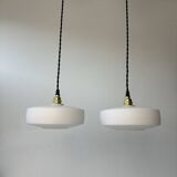 Pair of old ufo pendants in vintage opaline