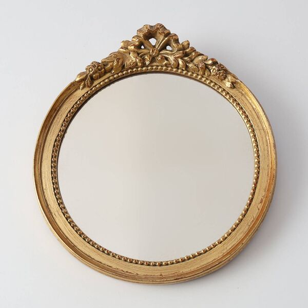 Miroir ovale en bois doré avec un fronton floral de style rococo, milieu du 20e siècle