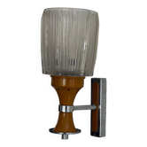 Mid-century glass and brown metal wall light, 1960, Italy