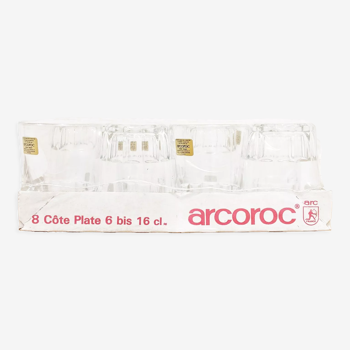 8 arcoroc côte plate glasses in their original packaging