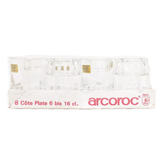 8 arcoroc côte plate glasses in their original packaging