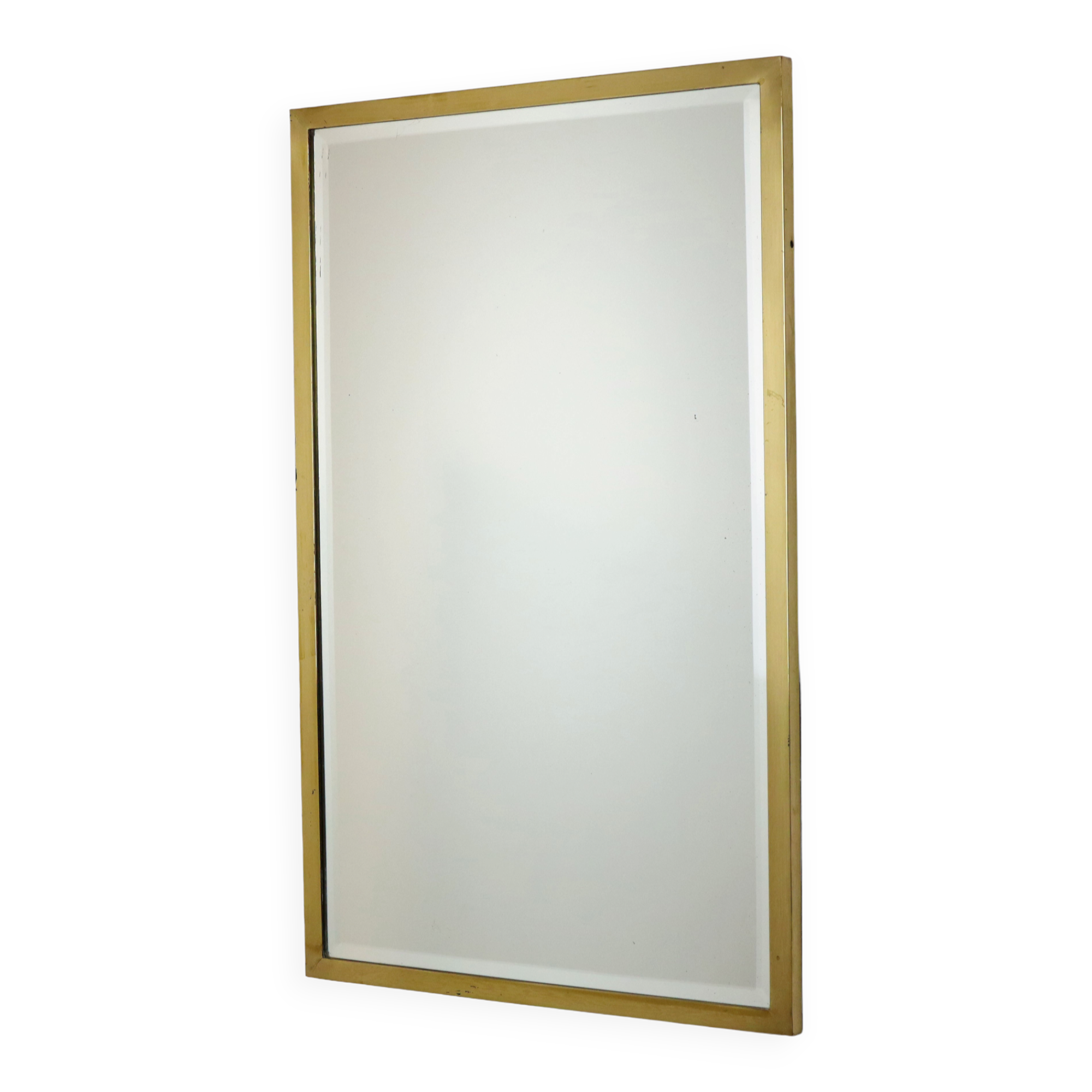 Heavy gold mirror brass faceted hollywood regency 79x48cm