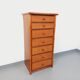 Commode chiffonnier semainier vintage en rotin, bois et cannage