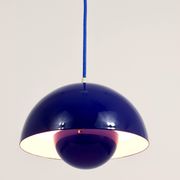 Blue enamelled suspension flowerpot by Verner Panton for Louis Poulsen, Denmark, 1969.