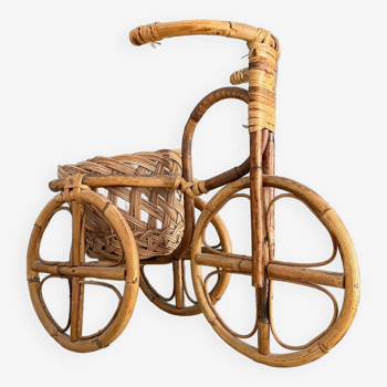 Rattan plant holder tricycle and basket